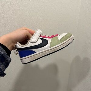 Nike Kids White, Green, and Blue Sneakers